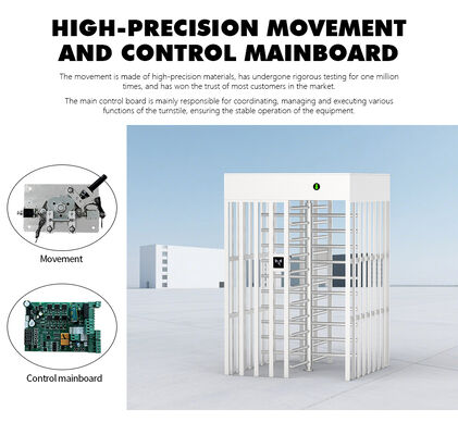 HCW Full Height Turnstile Security Gate with 600mm Channel Width RS232/RS485 Communication and ISO 9001/CE Certification