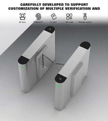 HCW Flap Barrier Turnstile with 15mm Plexiglass Door Wings 4 Pairs Infrared Beams and Certified Pedestrian Access Control Turnstile