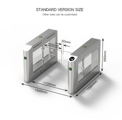 HCW Secure Automatic Turnstile Gate with 1100mm Channel Width, 6-Pair Infrared Anti-Pinch, and 180-Degree Swing Arm Rotation